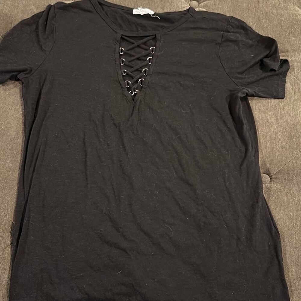 Socialite tshirt with lace up v neck size medium
